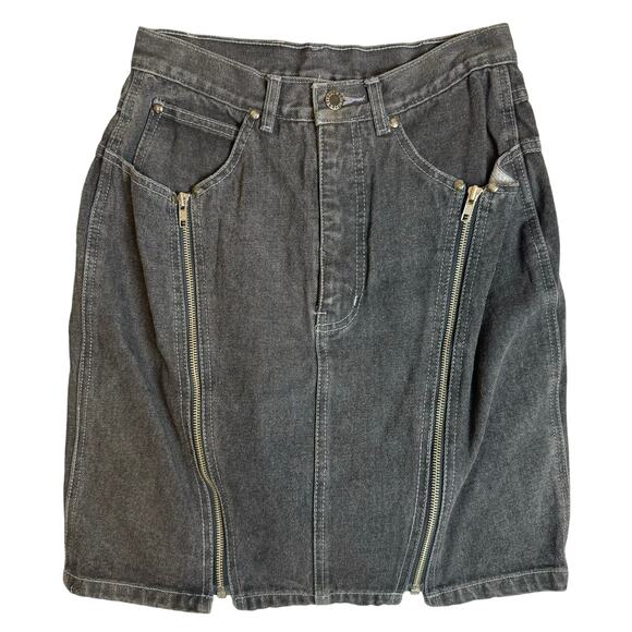 Vintage Gitano Express Denim Skirt Women’s 26 Punk Grunge Jean Zipper Boho Mini - Picture 1 of 10